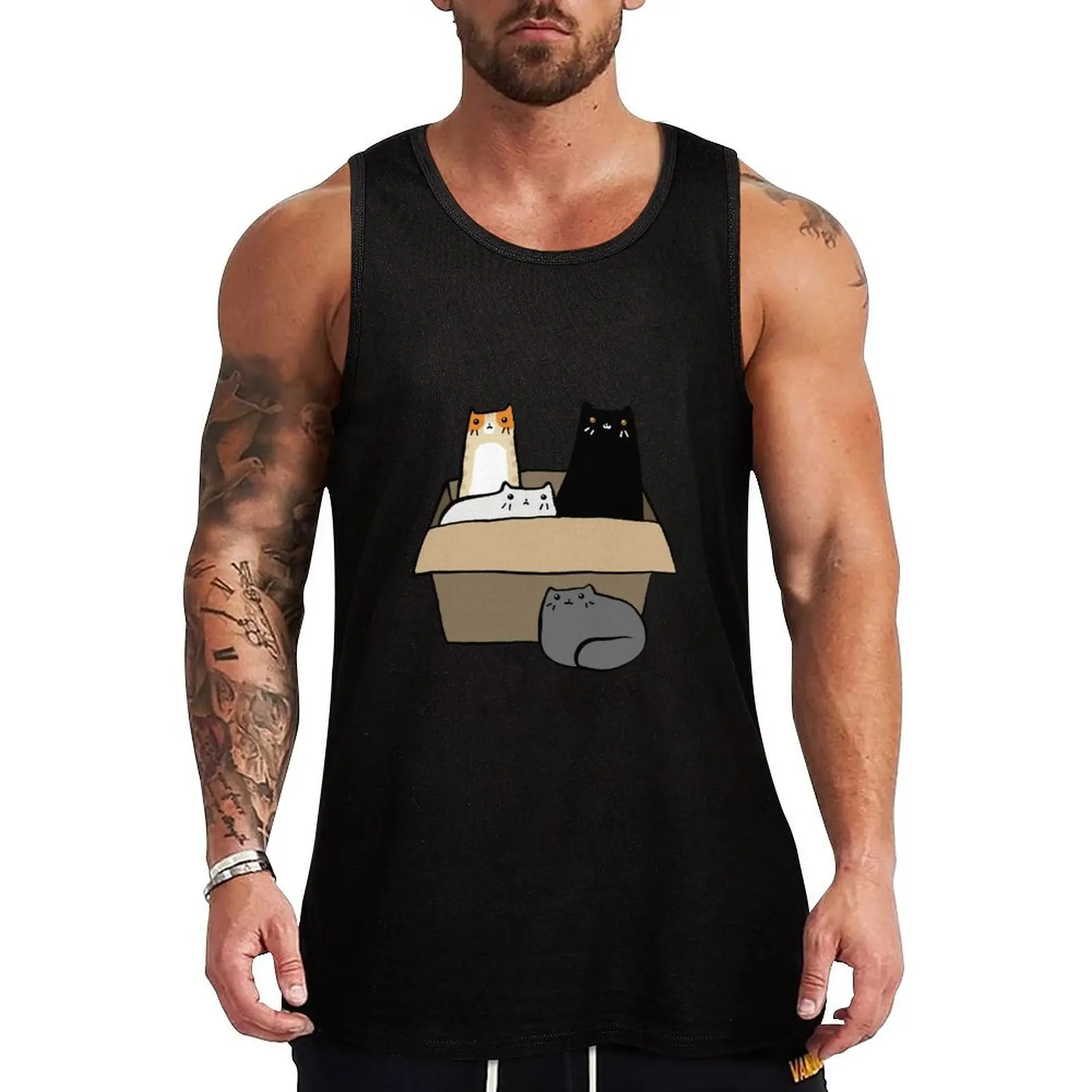 

Cats in a Box Tank Top Men's t-shirts Gym man Men's clothes Men's gym clothing