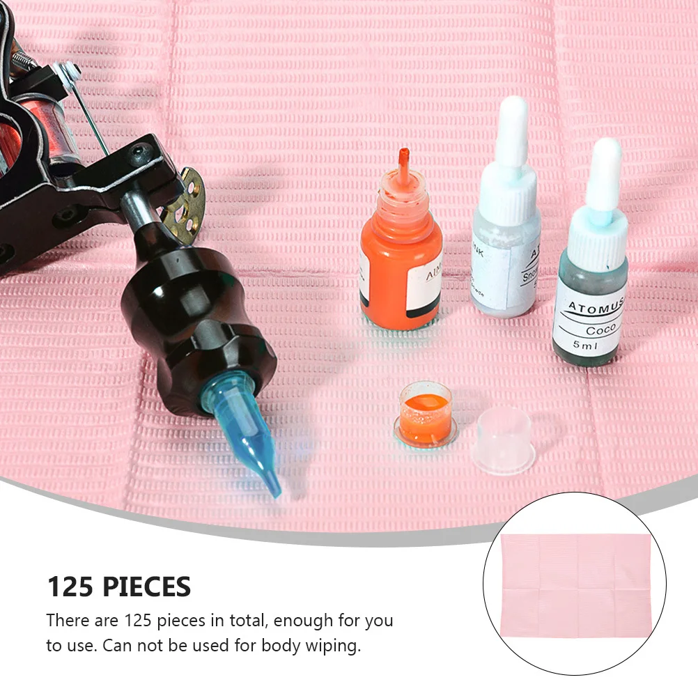 

125 шт., скатерть для татуировок, одноразовый водонепроницаемый коврик для стола, анти-жоговая стойка для материалов, сетка, бумажные линии, простота использования