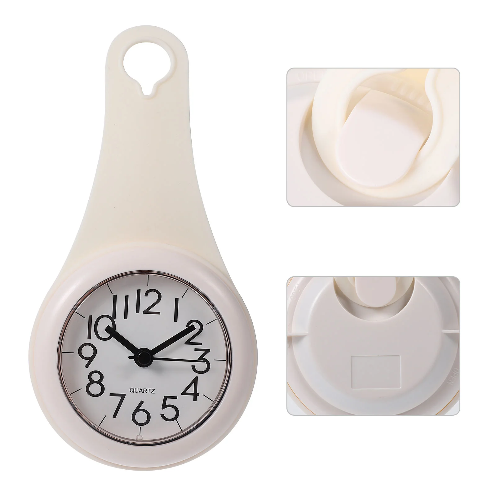 

Hanging Clock Bathroom Suction Cup Wall Decor Operated White Plastic for Clocks