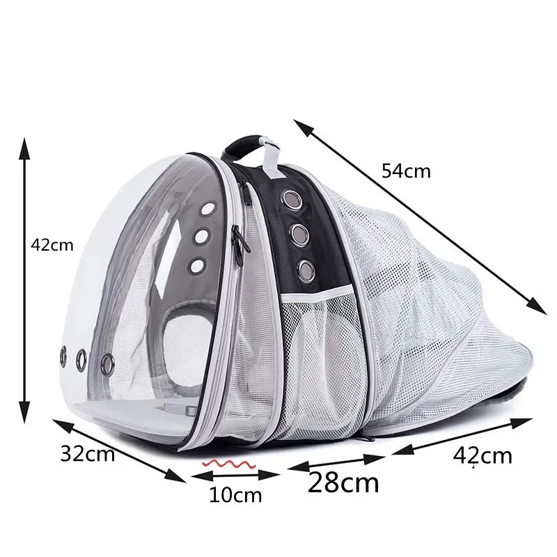 New Transparent Expandable Cat Backpack Breathable Outdoor Pet Bag Portable Small Dog  Cat Travel  Transport Bag