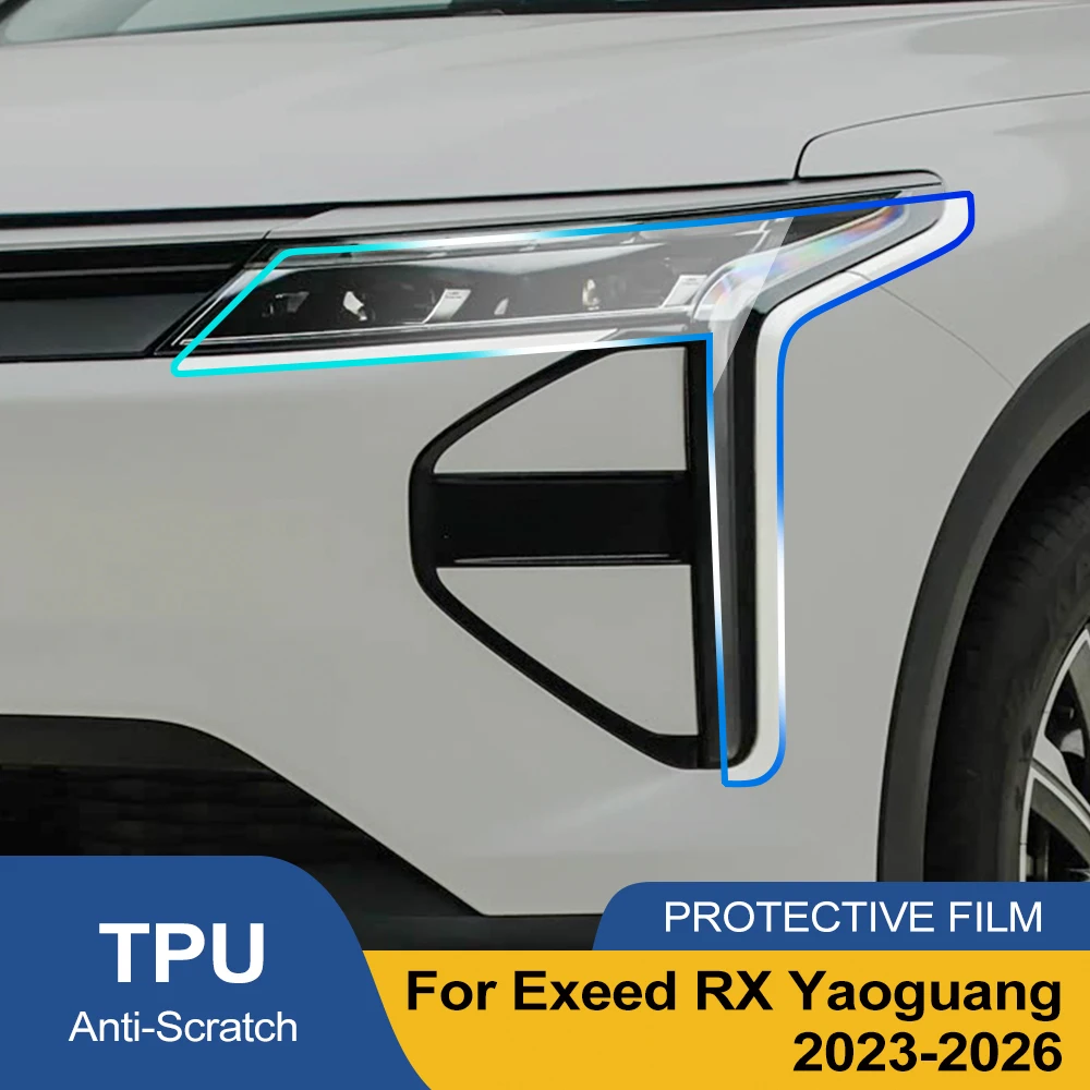 

For Exeed RX / Yaoguang 2023-2026 High-Gloss Smoke Black Pre-Cut TPU Headlight Protection Film PPF Kit Anti-Scratch Vinyl Wrap