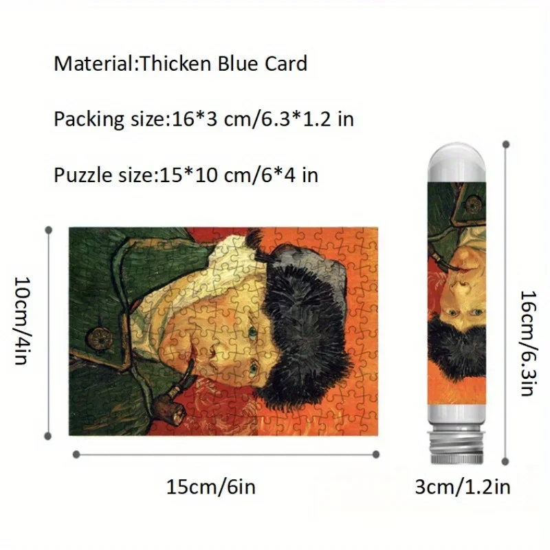 150pcs Mini Test Tube Puzzle Van Gogh Self-Portrait Famous Painting Educational Game Home Decor Festival Gift  puzzles for kids