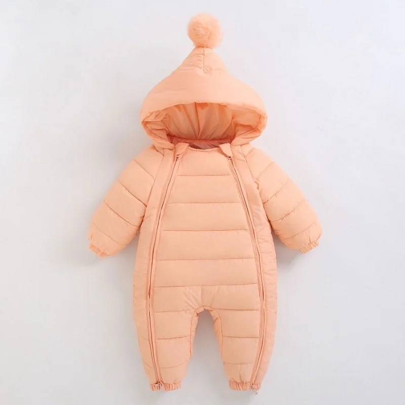 Baby jumpsuit winter new plush and thick hooded down climbing suit for babies to go out and hug clothes, newborn cotton jacket