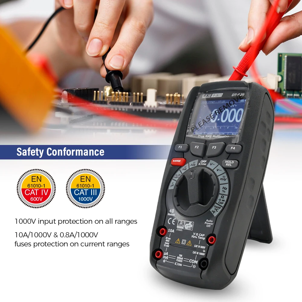 CEM Professional True RMS Industrial Digital  -200ºC to 1350ºC Dual Channel Multimeter Portable with TFT color LCD display