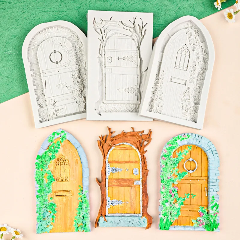 Molde de silicona para puerta de flores, herramienta de decoración de pasteles, Fondant, artesanía de azúcar, Chocolate, caramelo, arcilla, pasta de goma, herramienta para hornear magdalenas