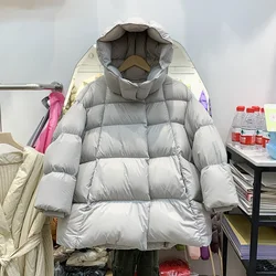 Down Jacket Women Outerwear Female Demure White Duck Down Coat Lady Warm Puffer Jacket 2024 New European American Fashionable