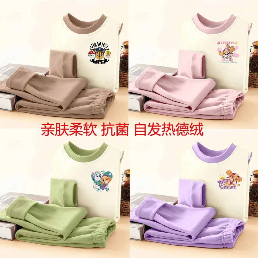 Autumn and Winter Kids Casual Sleepwears Sets Boys and Girls Thicken Fleece Pajamas Children's Soft Long Sleeve Home Clothing