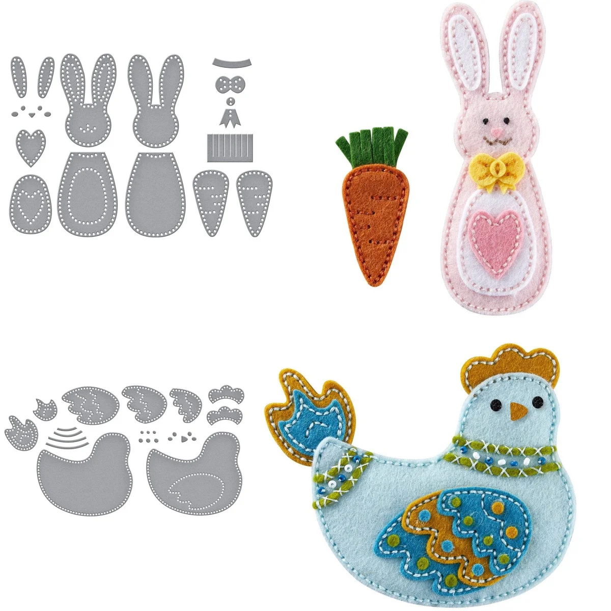

Felt Carrot Rabbit Metal Cutting Dies DIY Scrapbook Embossed Handcraft Paper Gift Card Craft Template Decoration 2025 New Easter