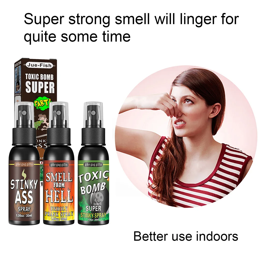 30ml Fart Gag Spray Prank Joke Plastic Terrible Smell Spray Party Supplies Spoof Odor Spray for Adults Kids Halloween Funny Toys