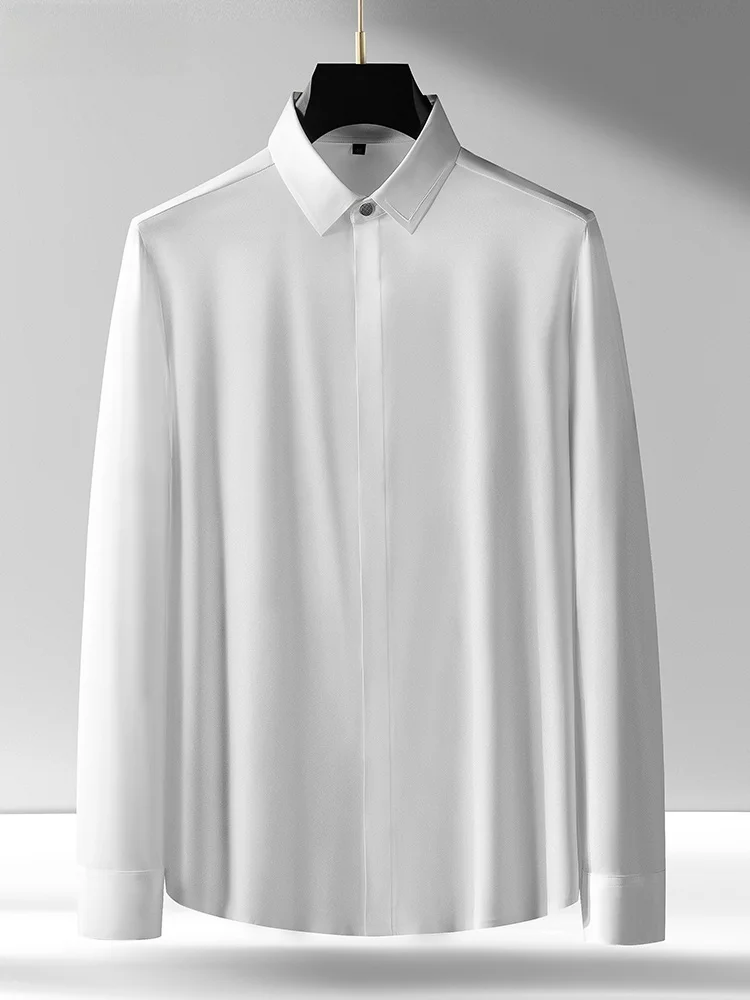 

Busin Casual Long Sve Ice Silk irt Мужской приталенный клей против морщин Pred Клей Нейлоновая подставка Faion Urban Sle ...