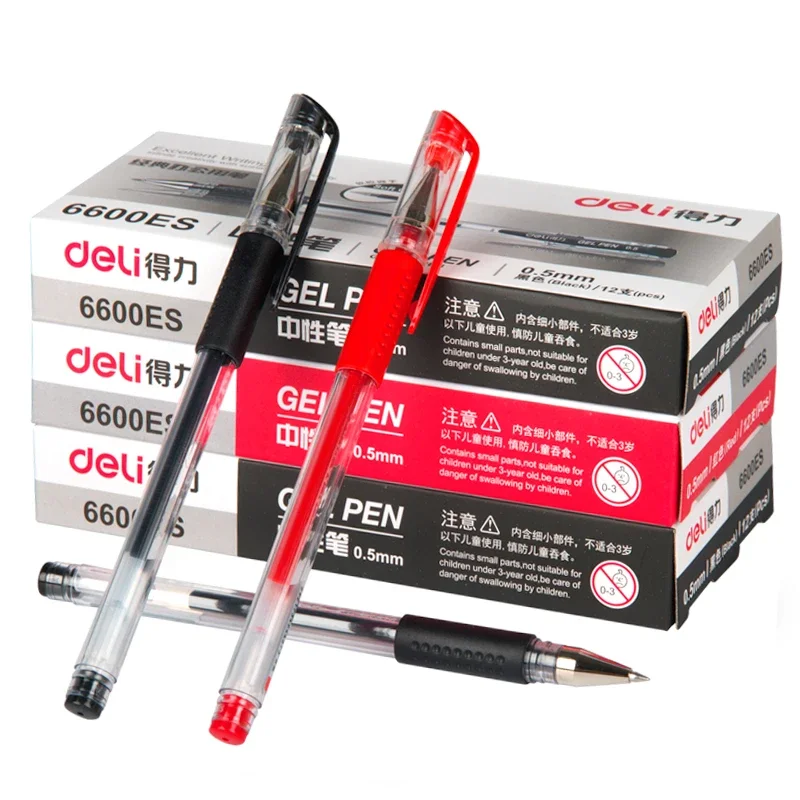 

12PCS Special Offer 6600es Gel Pen Red Blue Signature Pen 0.5mm Carbon Pen