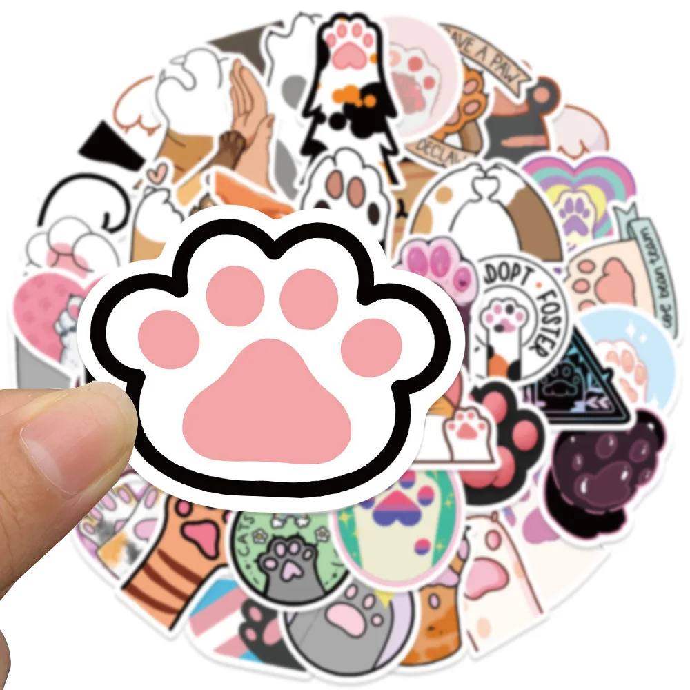 10/30/50PCS Cartoon Cute Cat Claw Sticker Graffiti Animal iPad Desk Notebook Computer Pattern Scrapbook Toy Decoration all'ingrosso