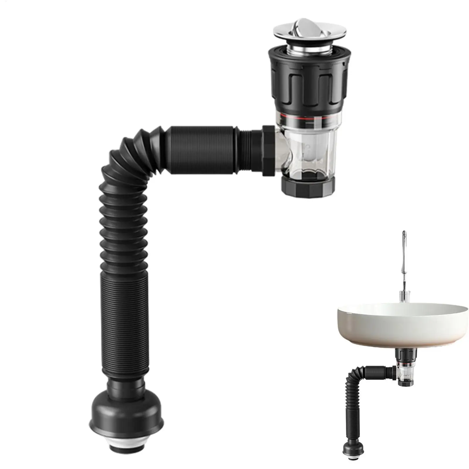 Sink Flexible Drain Pipe Adjustable Seamless Connection Sealing Tubing Pipe Drain Hose for Kitchen Restroom Wash Basin Sink
