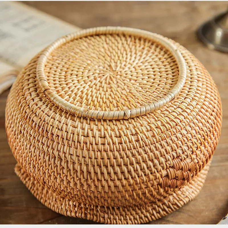 1 pc 8.5inch hand-woven autumn rattan bunch shape storage basket natural rattan egg fruit snack bread lucky bag storage basket