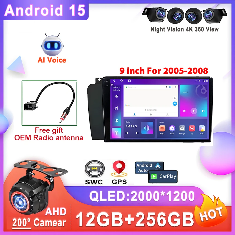 

Car DVD Android 15 For Volvo XC70 V70 S60 2005 - 2008 Multimedia Player Radio Navigation Stereo No 2din Head Unit Screen GPS BT