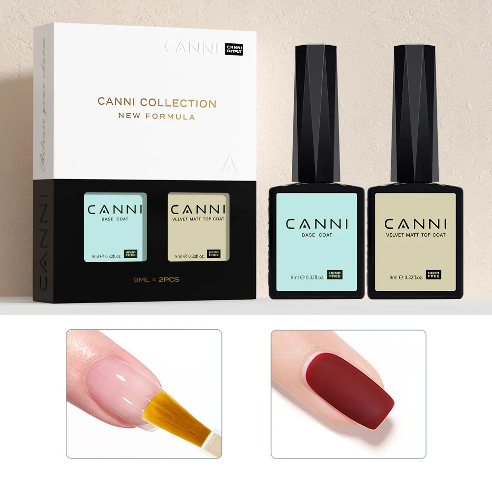 2pcs*9ml CANNI HEMA FREE Diamond Top Coat pH Bond to Dehydrator Semi Permanent Nail Gel Polish Soak Off UV LED Gel Nail Varnish