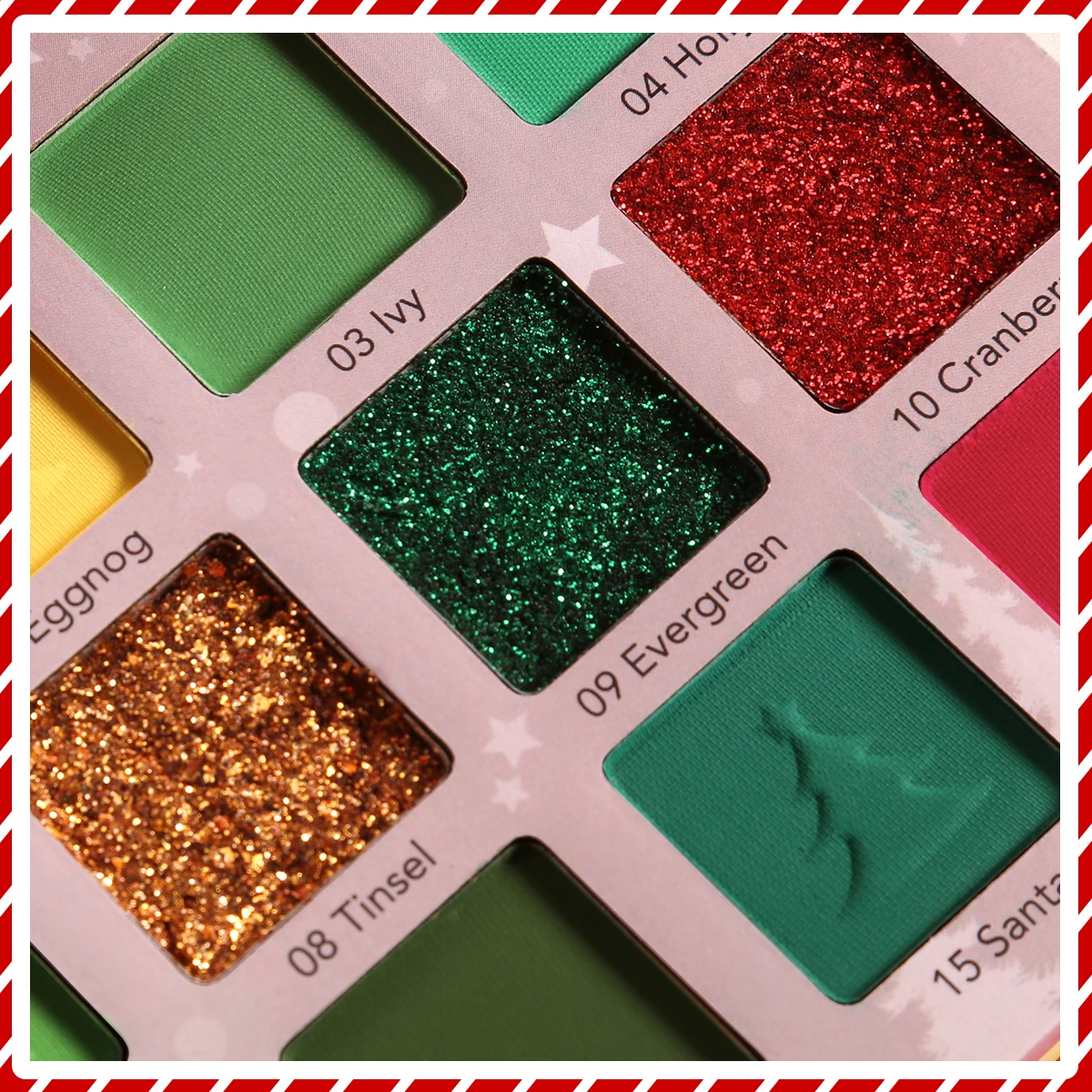 Weihnachten 18-Farben-Lidschattenplatte mit Pailletten, matt, perlmuttartig, Lidschatten, Farbe, Party, Weihnachts-Make-up