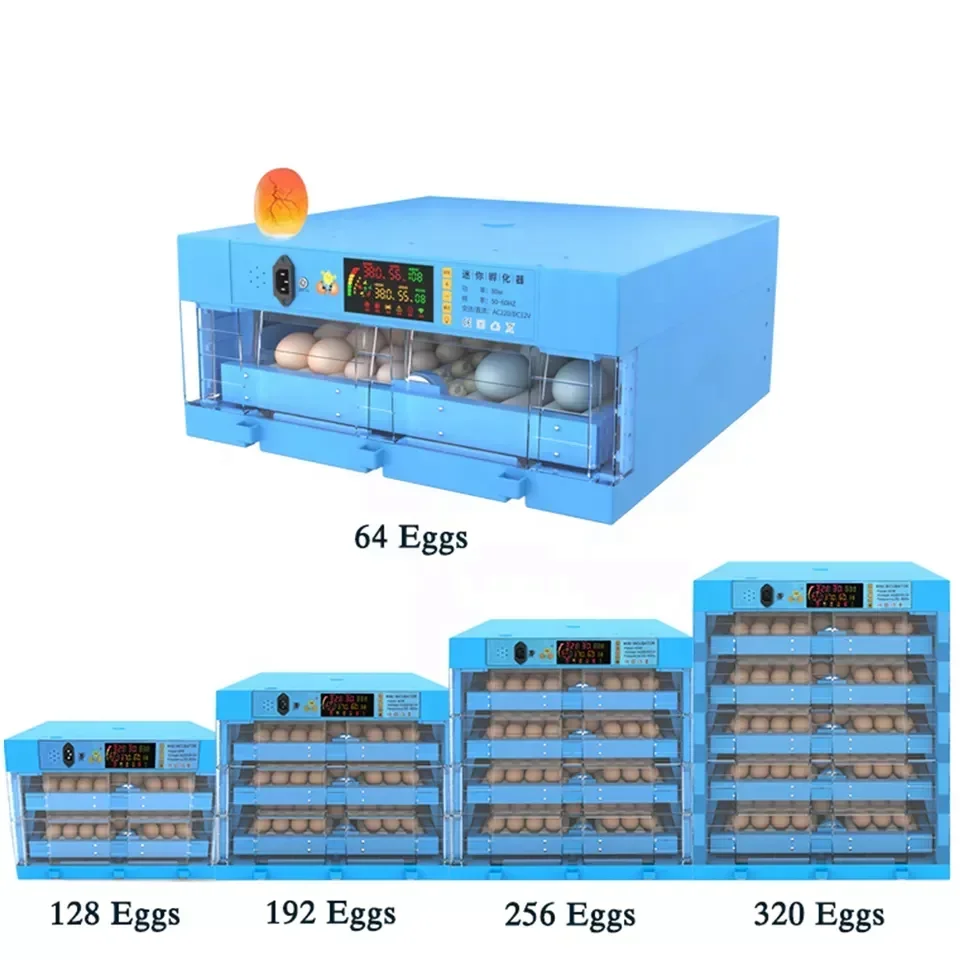

256 Egg Durable Incubator, ABS Material Mini Incubator Suitable for Variety of Egg Species Hatching, Automatic Egg Turning