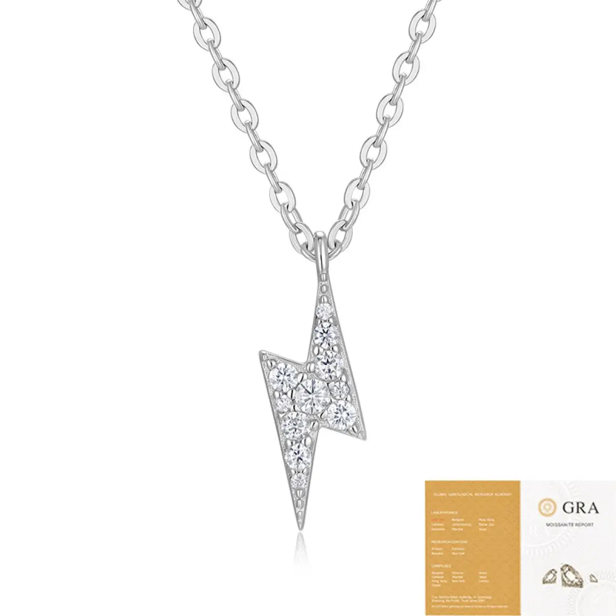 

Lightning-Shape 925 Silver Necklace Set with D Color VVS Clarity Moissanite Gemstone And Accompanied by GRA Certificate