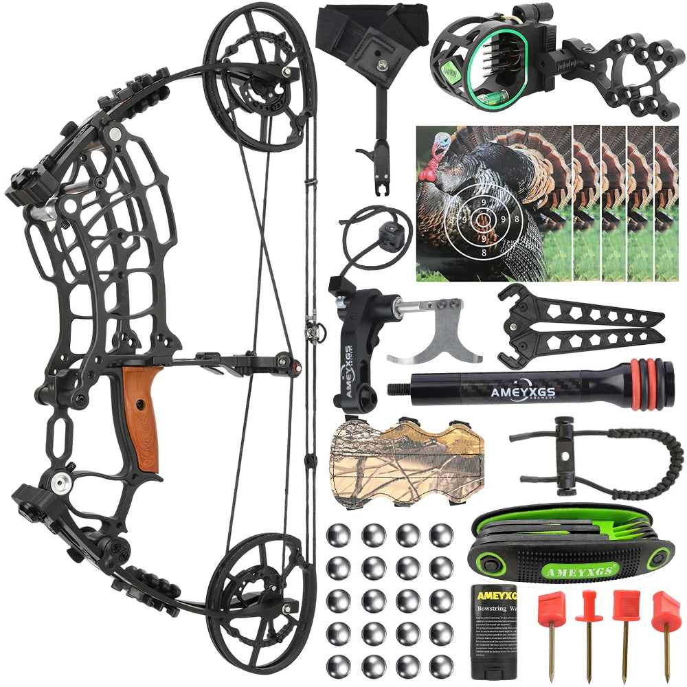 

30-60lbs Compound Bow Archery Arrow and Shoot Steel Ball Dual Purpose Bow Die-casting Alloy for Right Hand Car Hunting Shooting