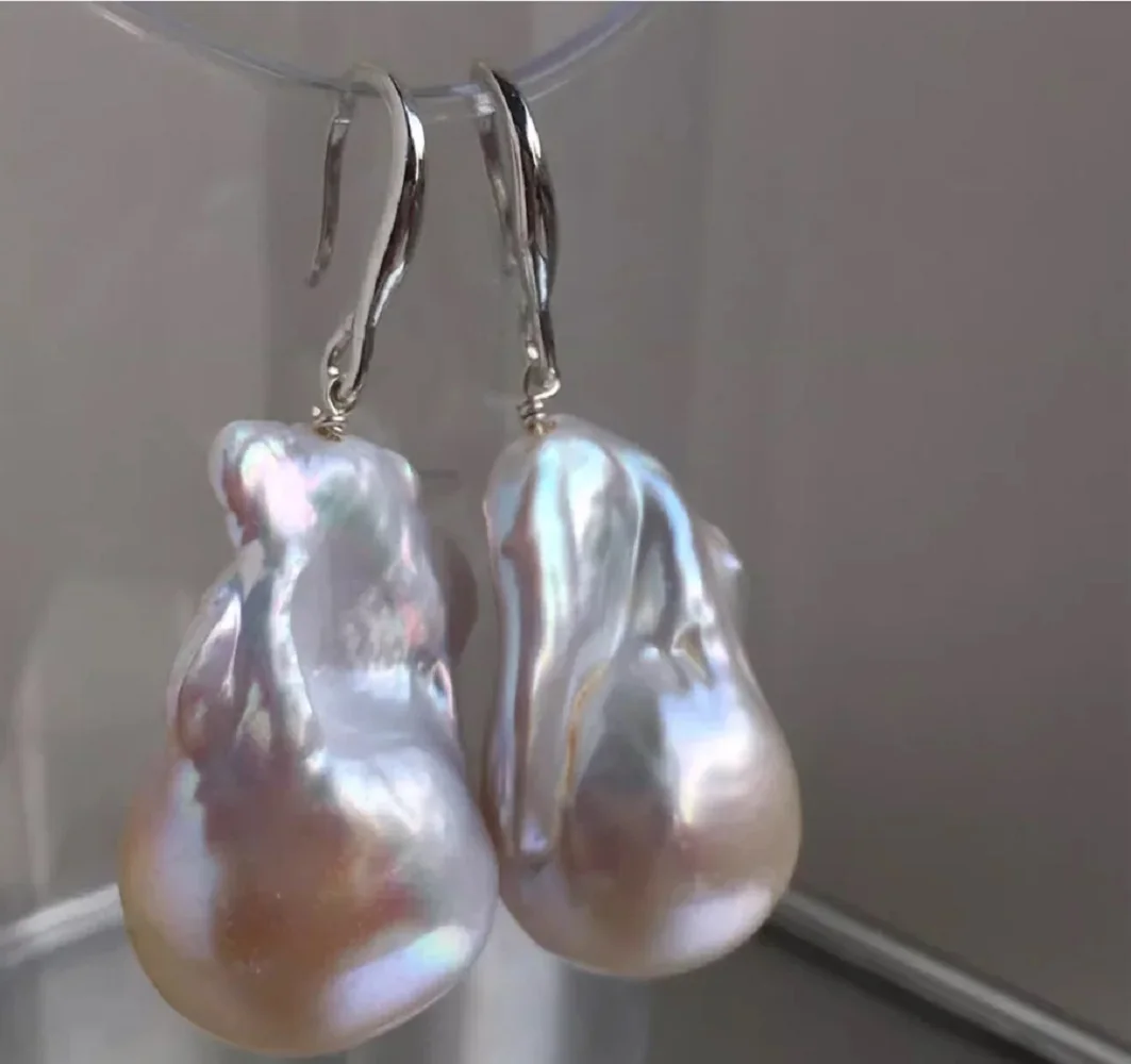 

Новые жемчужные серьги AAAA20-22 мм с натуральным белым жемчугом Южного моря в стиле барокко 925s