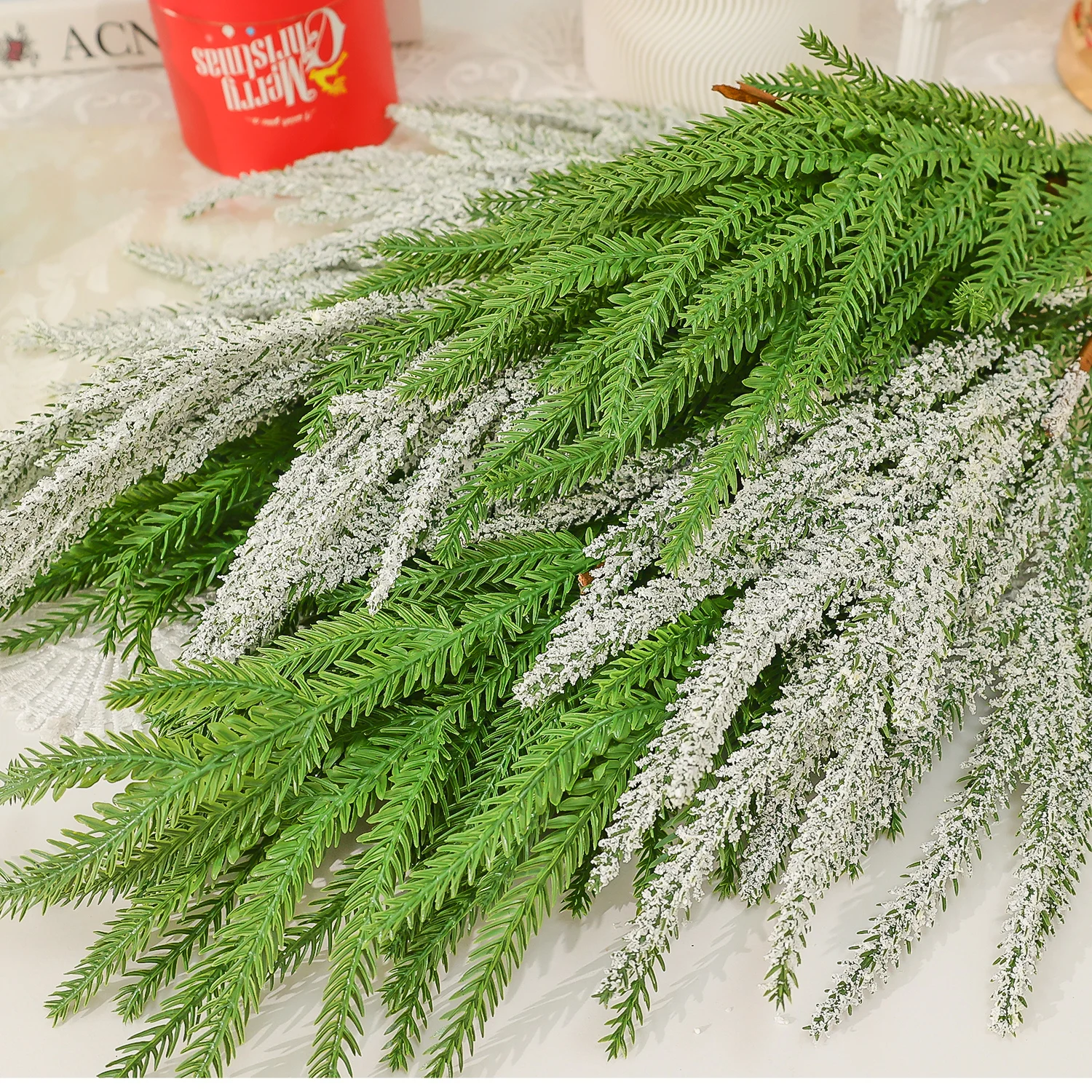 عيد الميلاد نورفولك فروع الصنوبر الاصطناعي الصنوبر إبرة سلاسل DIY بها بنفسك إكليل إكليل النباتات وهمية الخضرة للحزب ديكور الحلي