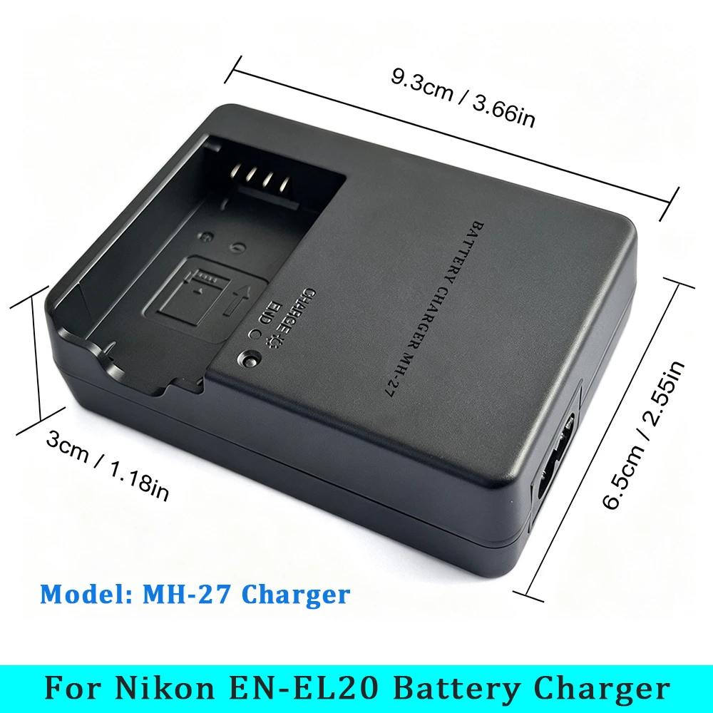 For Nikon MH-27 MH27 Battery Charger for EN-EL20/EN-EL20a – Compatible with Nikon 1 J1 J2 J3 J4 V3 V4 AW1, ENEL20 Battery