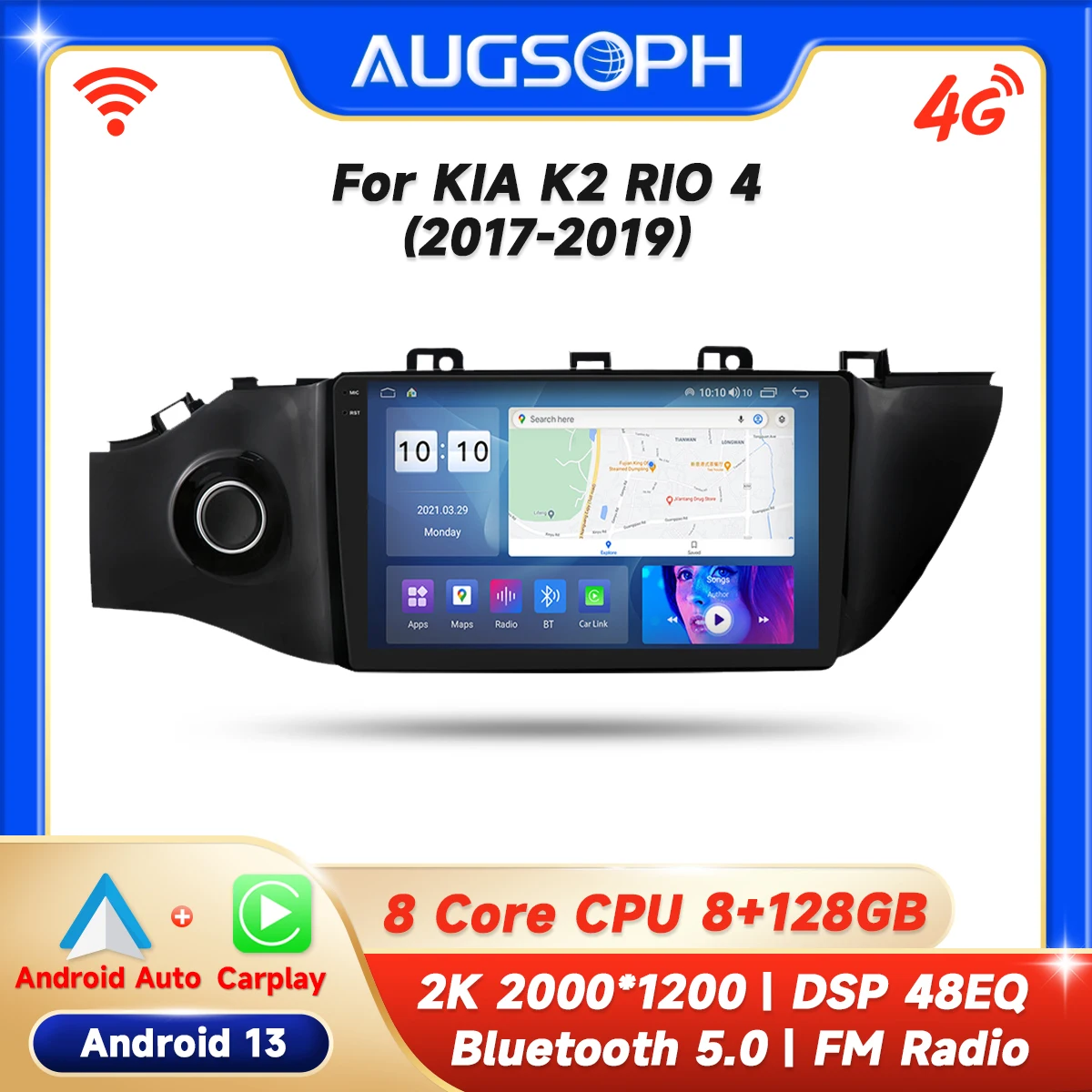 

Android 13 Car Radio For KIA K2 RIO 4 2017-2019, 9inch 2K Multimedia Player With 4G Carplay & 2Din GPS Navigation.