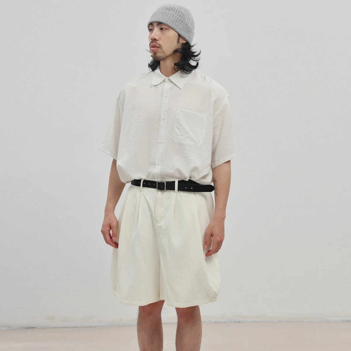 Summer Japanese Streetwear Retro Fashion Loose Striped Casual Shorts Men Women Vintage Wide Leg Baggy Shorts Pants