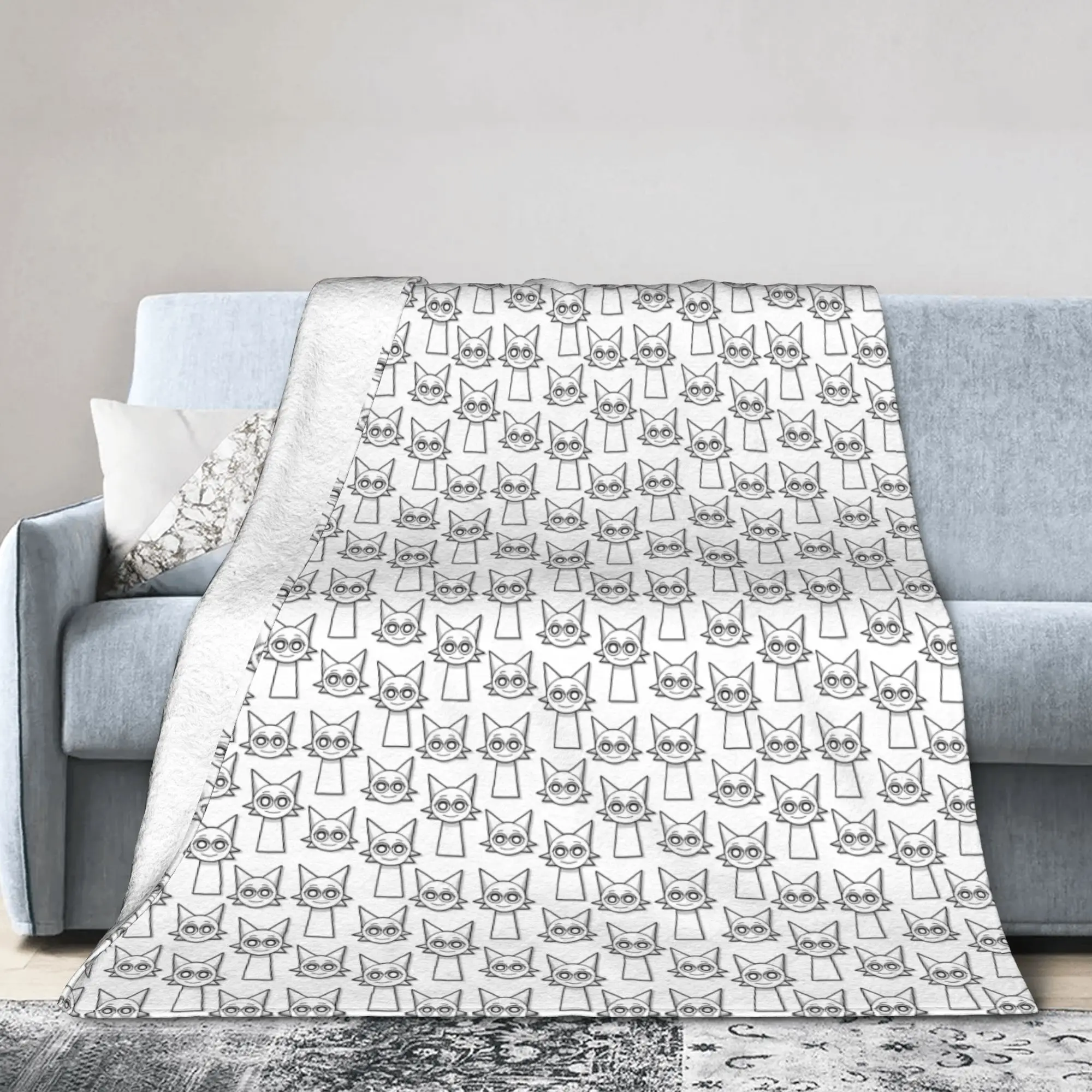 Cartoon Sprunkis Game Blankets Velvet Print  Multi-function Soft Throw Blanket for Bed Travel Bedspread