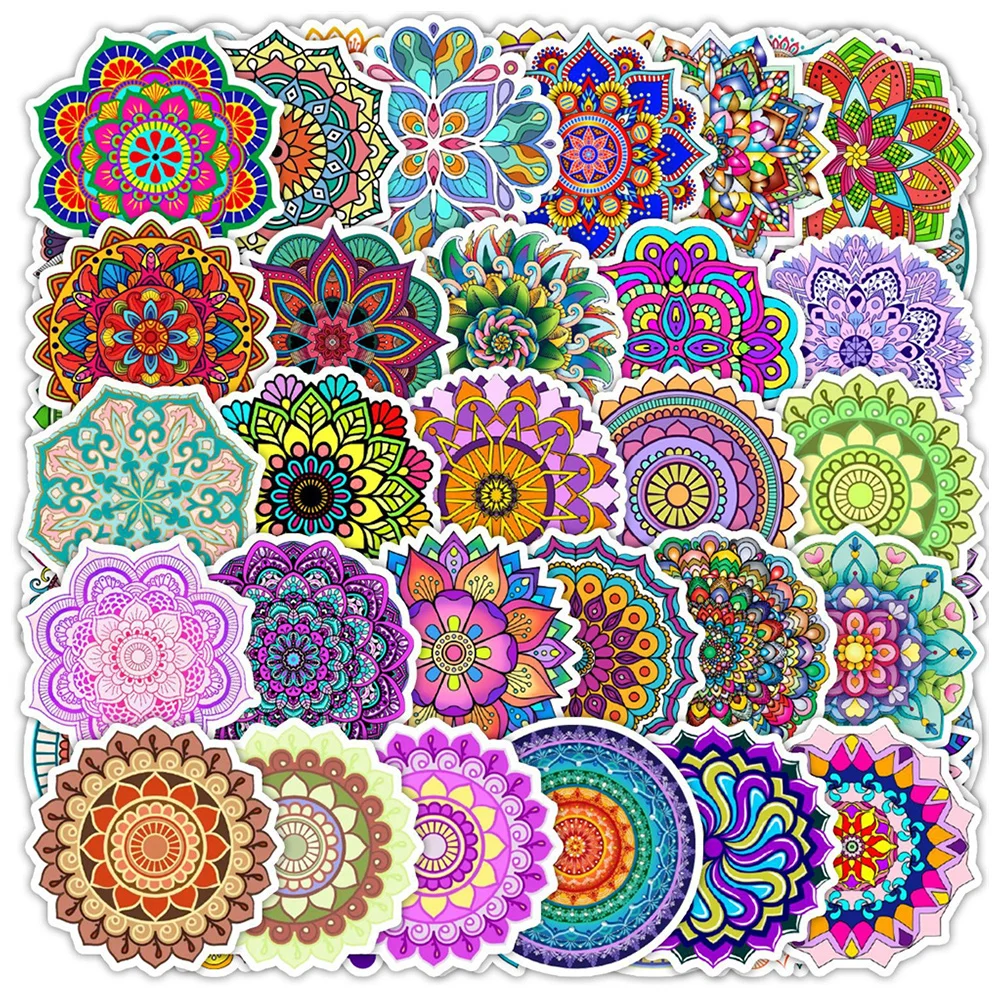 Mandala Stickers for Phone, Laptop, Suitcase, Stationery, Aesthetic Sticker, Scrapbooking Material, Craft Supplies, DIY, 50Pcs