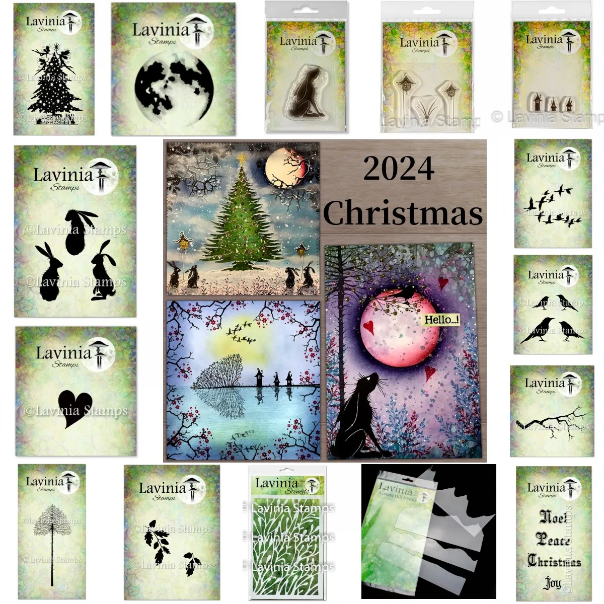 

2024 Christmas Tree Rabbit Moom Clear Stamp DIY Scrapbook Embossed Handcraft Paper Card Album Craft Template Supplies Decoration