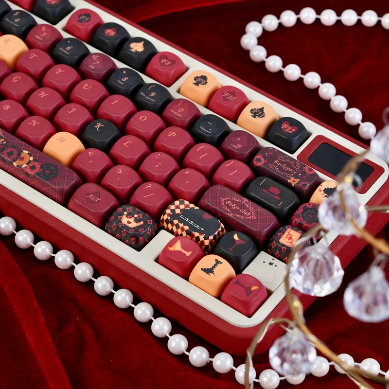 Wine Red Color Retro Custom Keycaps,130 Keys MOA Profile Doubleshot Dye-Sublimation PBT Keycaps Set For Mechanical Keyboard - view 2