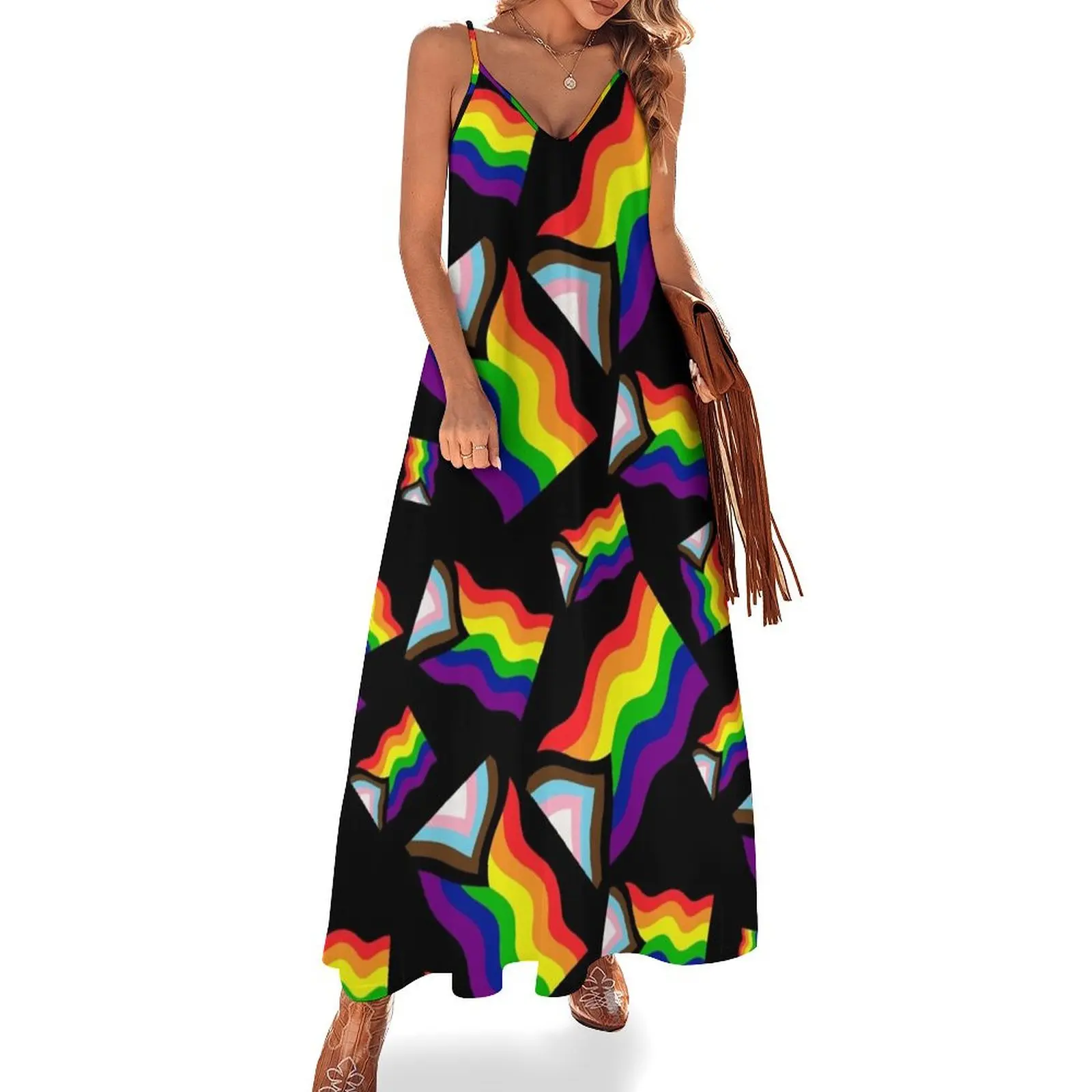 

Pattern Progress Pride Flag Sleeveless Dress luxury woman evening dress dresses with long sleeves