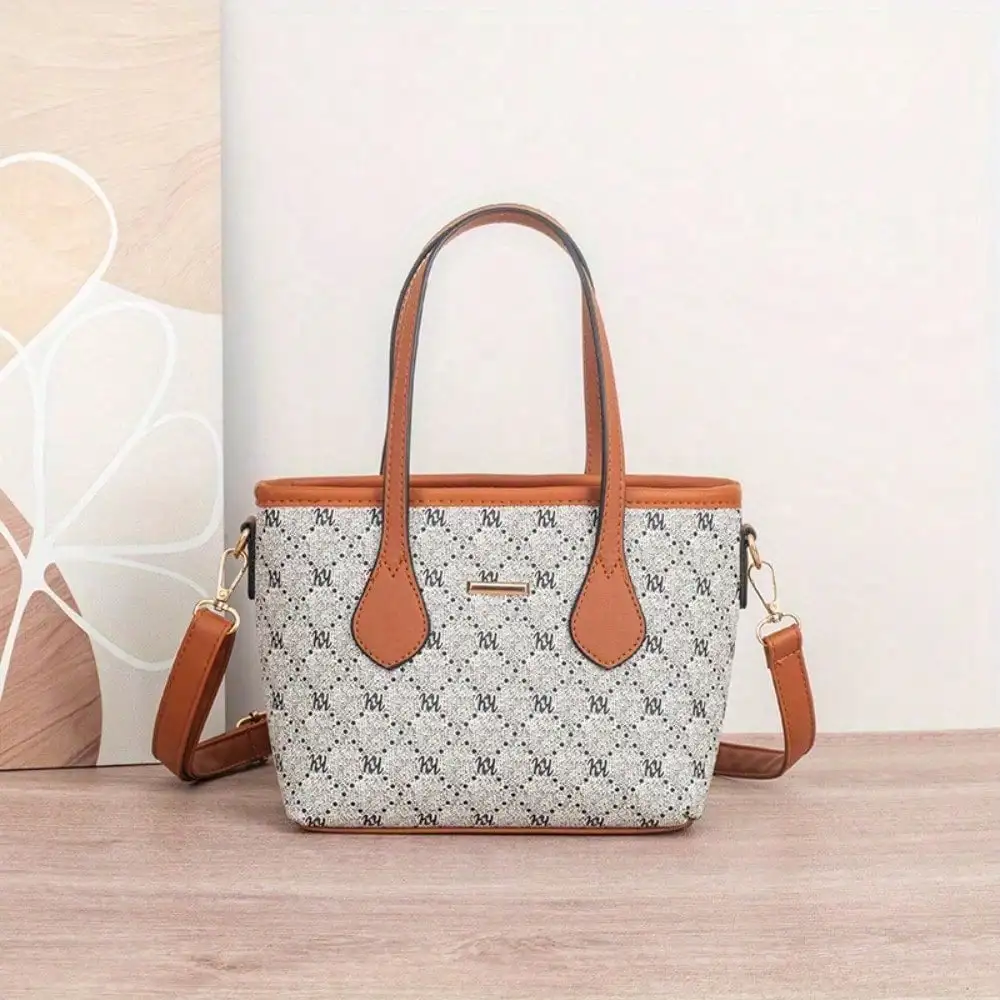 حقيبة الأم والطفل المصنعة حقيبة نسائية ذات سعة كبيرة حقيبة حمل مكونة من قطعتين حقيبة كتف شبكية على شكل زهرة ترفيهية