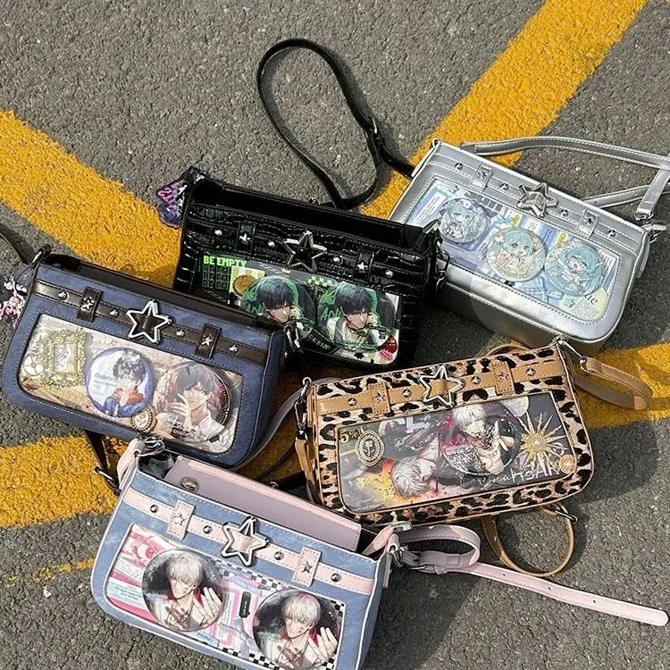 

Japanese Harajuku Star Studded Shoulder Bag Women Subculture Anime Transparent Compact Ita Bag Ladies Hot Girl Y2k Crossbody Bag