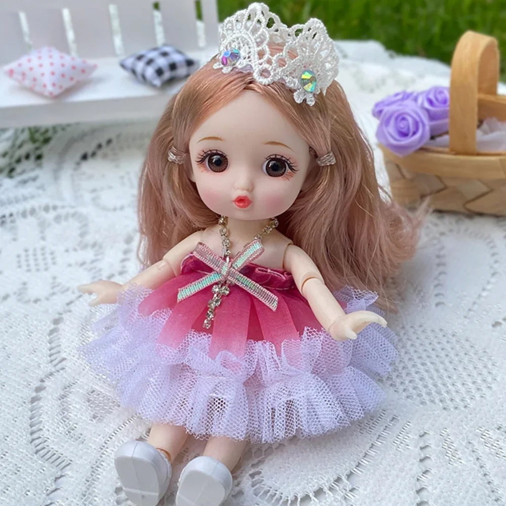 17cm Cute Fashion Doll for Girls Children's Princess Toys Kids Birthday Gift Set Children's Princess Play House Princess Dolls