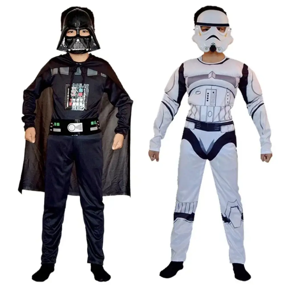 Menino guerreiro preto jedi traje para menino tempestade soldado darth vader anakin skywalker cosplay macacão halloween carnaval terno