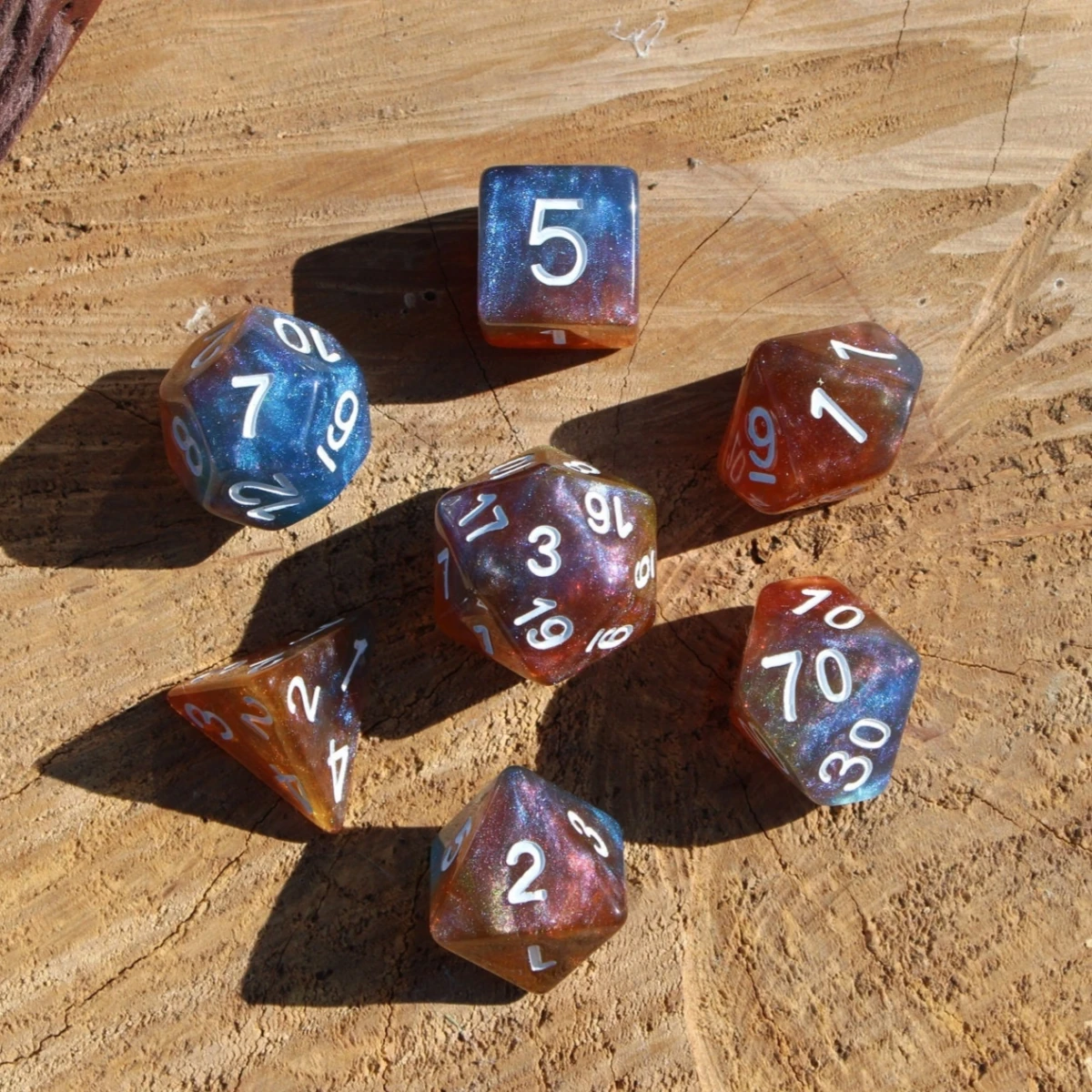 7Pcs/Set Star Forge Galaxy Starry Sky Dice for DND Dungeons and Dragons Table Games D&D RPG Tabletop Roleplaying