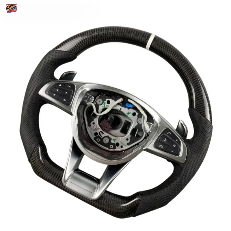 Custom Carbon Fiber for Mercedes Benz W205 AMG Style Flat Bottom Steering Wheel