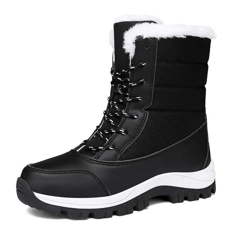 

2025 Winter Waterproof Cotton Shoes Black Cold-Proof Boots for Women Outdoor Velvet Thickened Warm Snow Boots for Female Mujer