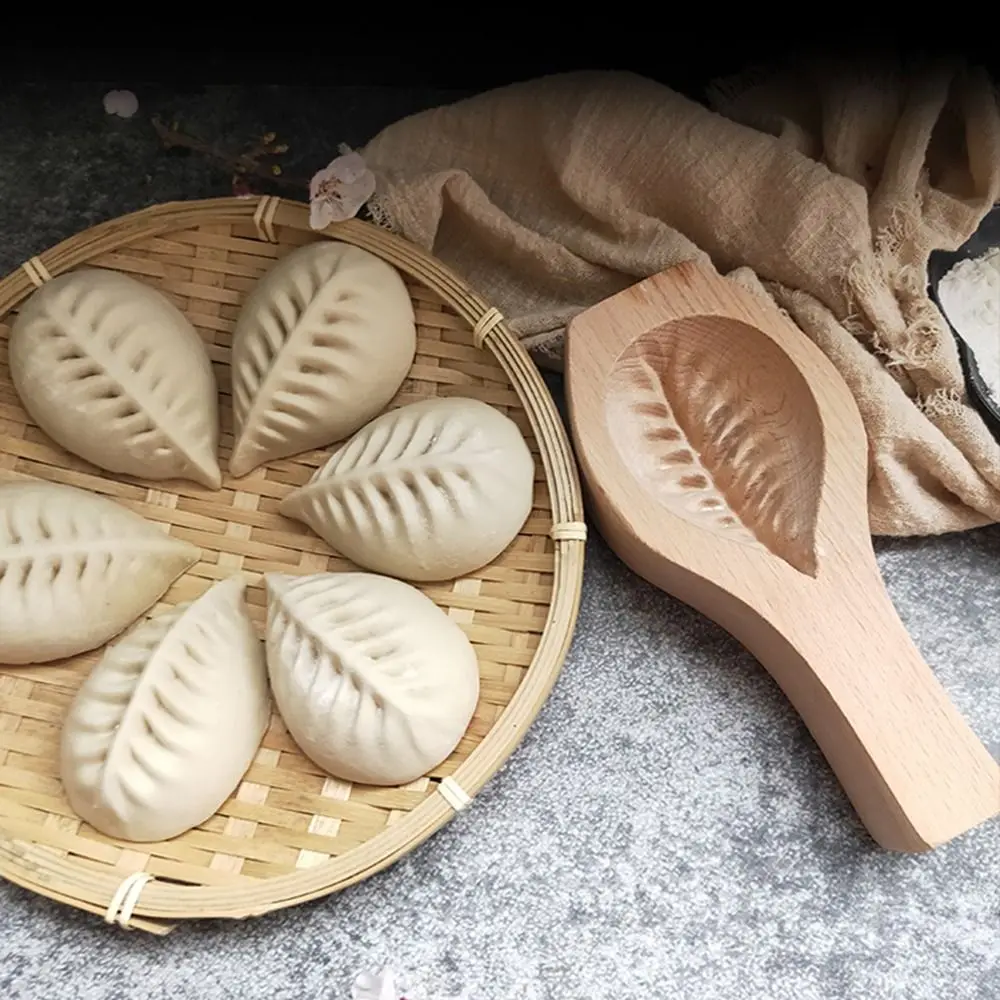 Embossing Craft Wooden Dumpling Mold Non-stick Easy To Release Wooden Baozi Presses Multi-purpose Reusable