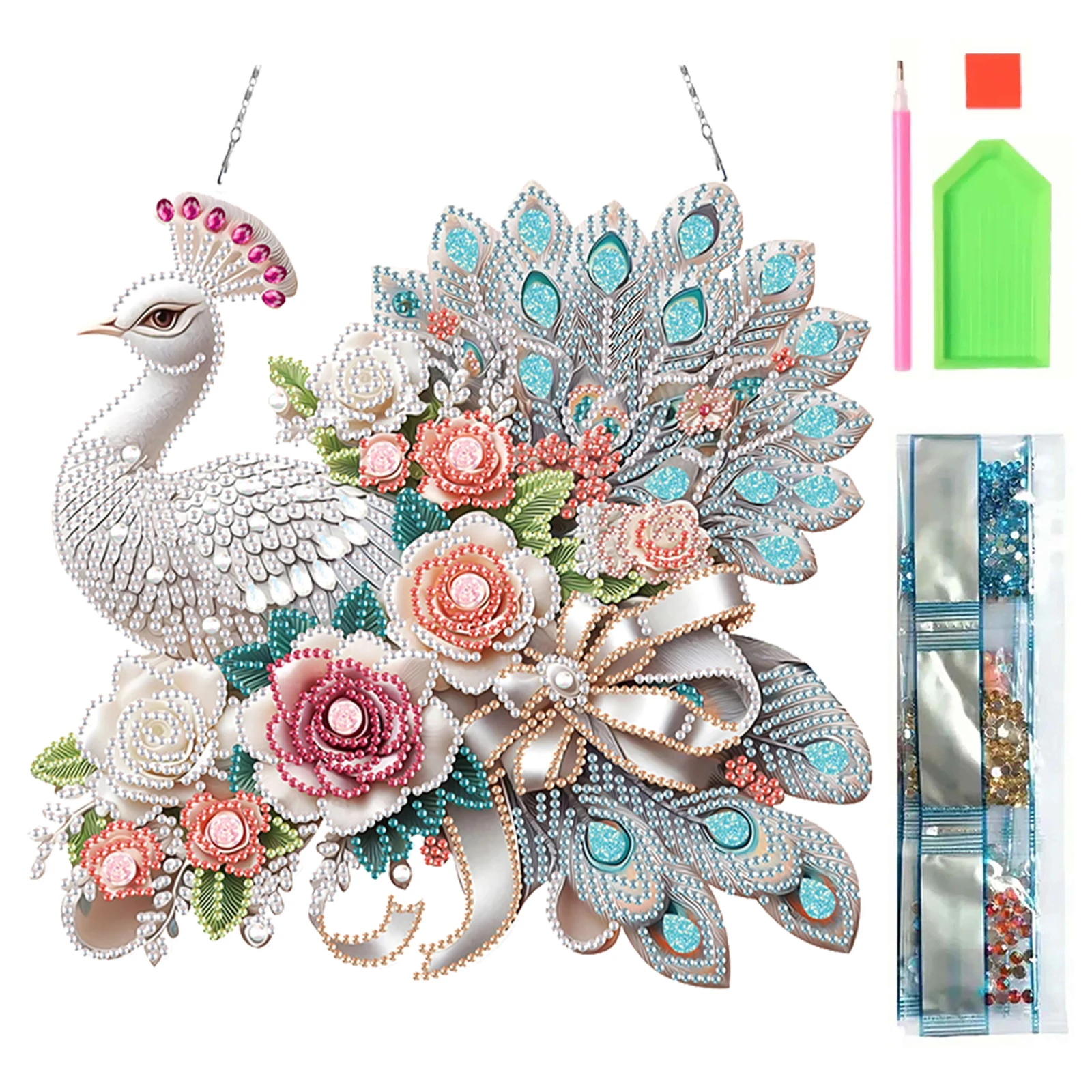 

Peacock 2D Flat DIY Diamond Painting Set Diamond Art Pendant Home Wall Decor