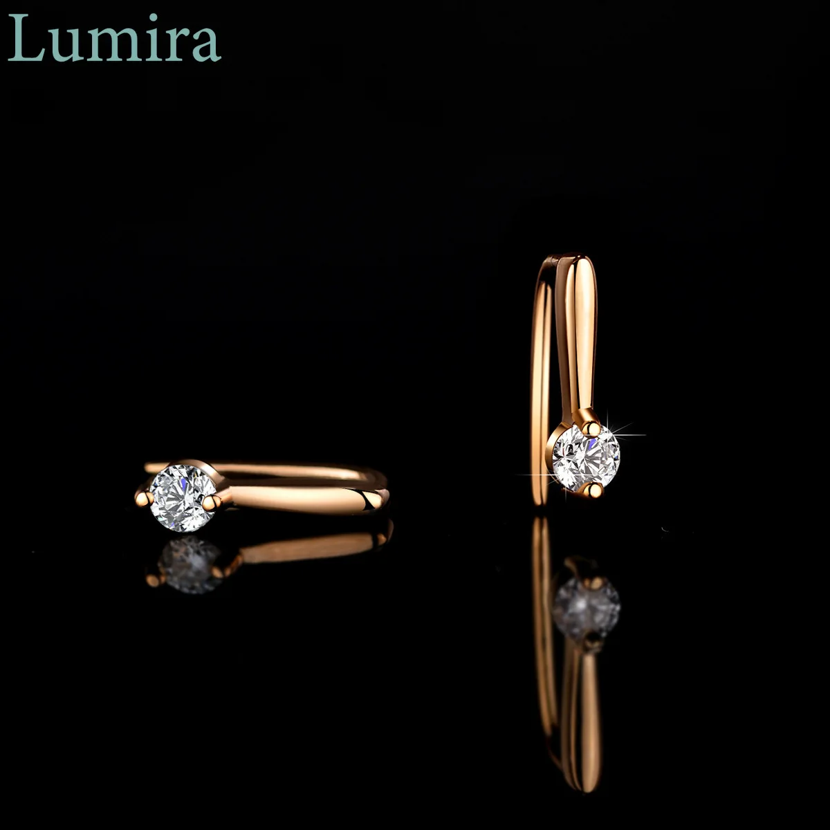 

Lumia Элегантные женские серьги-гвоздики из розового золота 18 карат Элегантные и минималистичные серьги для свадебного подарка с каратным муассанитом 0,1 карата