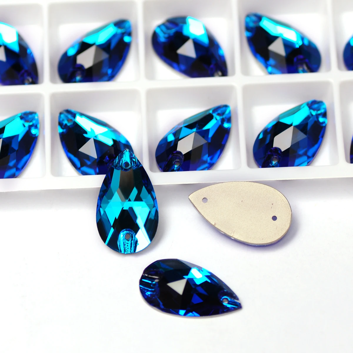 3230 All Sizes Blue Zircon Drop Super Glitter Strass Flatback Sew On Crystal Rhinestone For Sewing