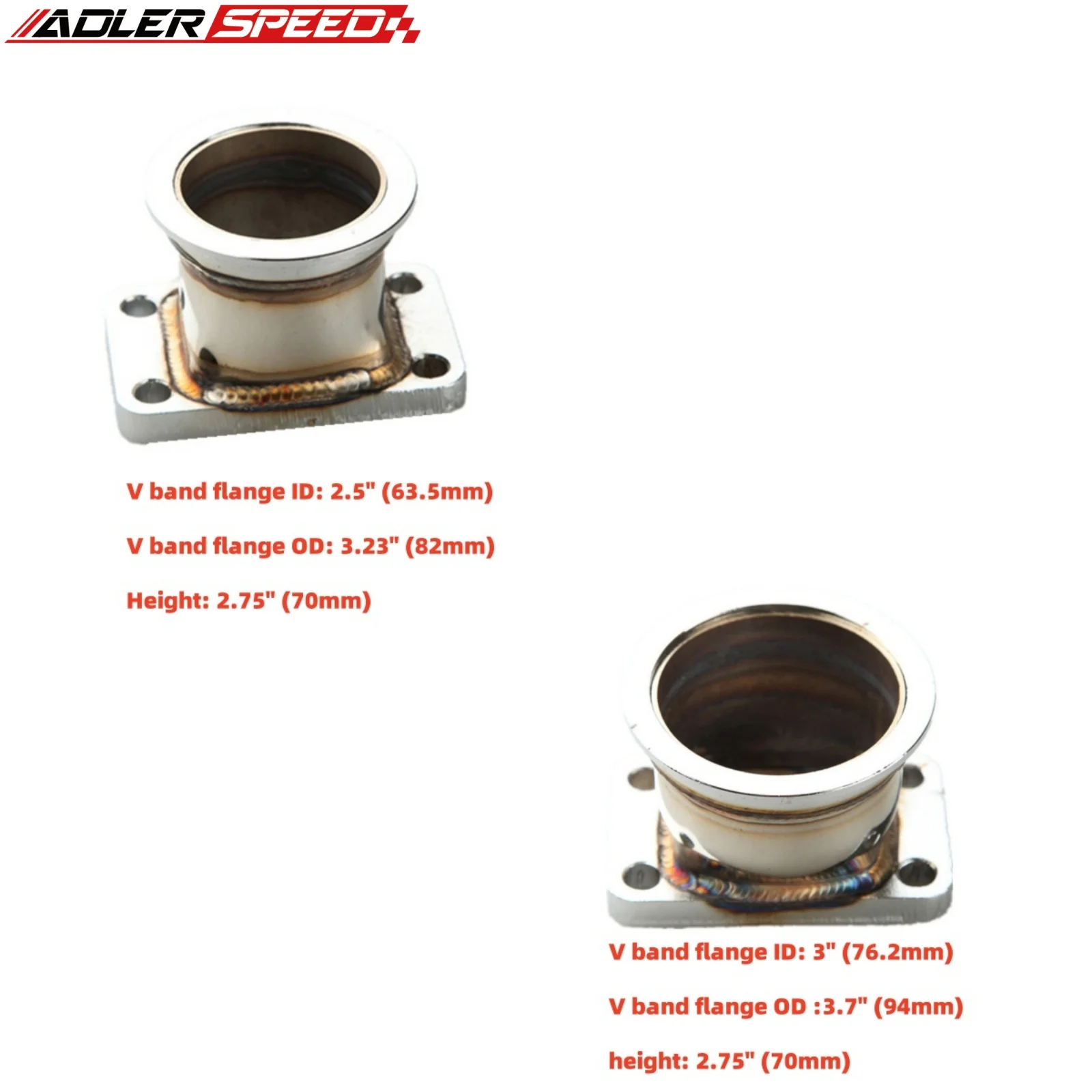 

T3 4-Bolt To 2.5" (63.5mm) 3" (76mm) Inch ID V-Band Flange Mild Steel Adapter For Toyota Acura Honda