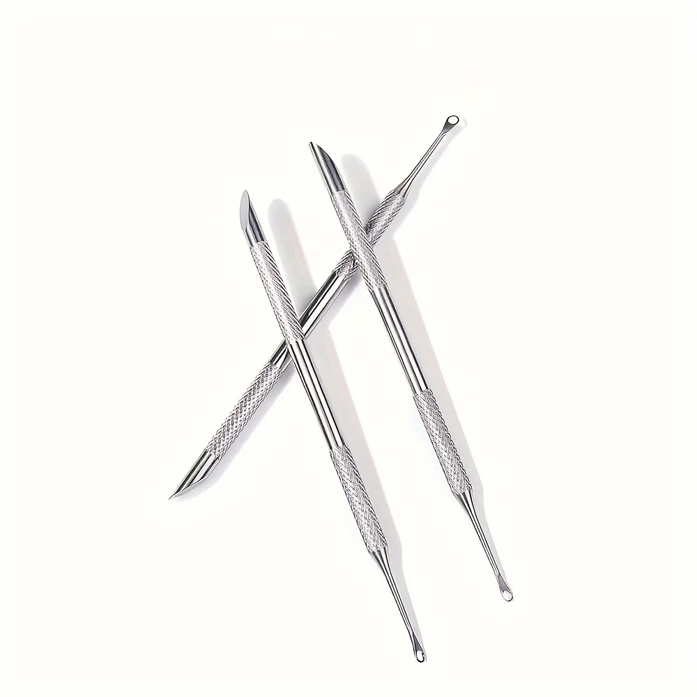 Double-Headed Nail Pusher Stainless Steel Cuticle Remover Exfoliation Prep Tool Clean Dead Skin Circle Bevel Shovel Manicure Pen