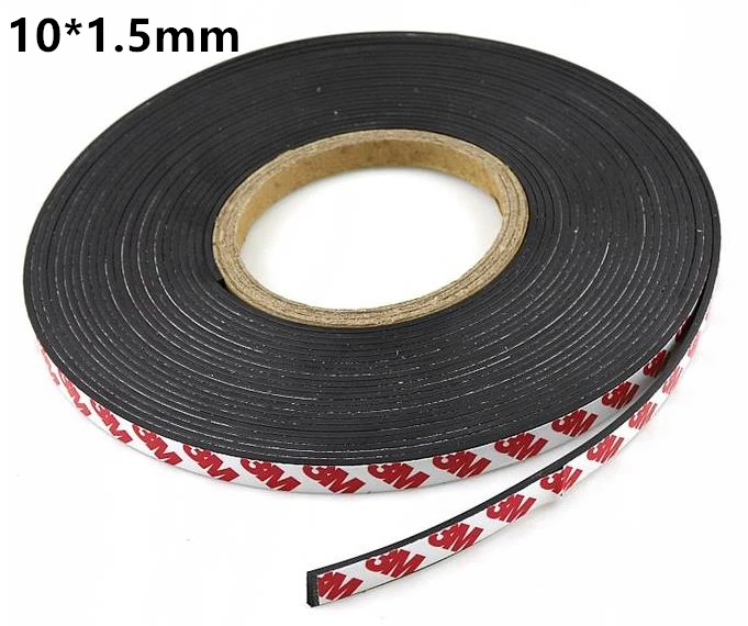 10 Meter Rubber Magnet 10*1.5 mm self Adhesive Flexible Magnetic Strip Rubber Magnet Tape width 10 mm thickness 1.5mm