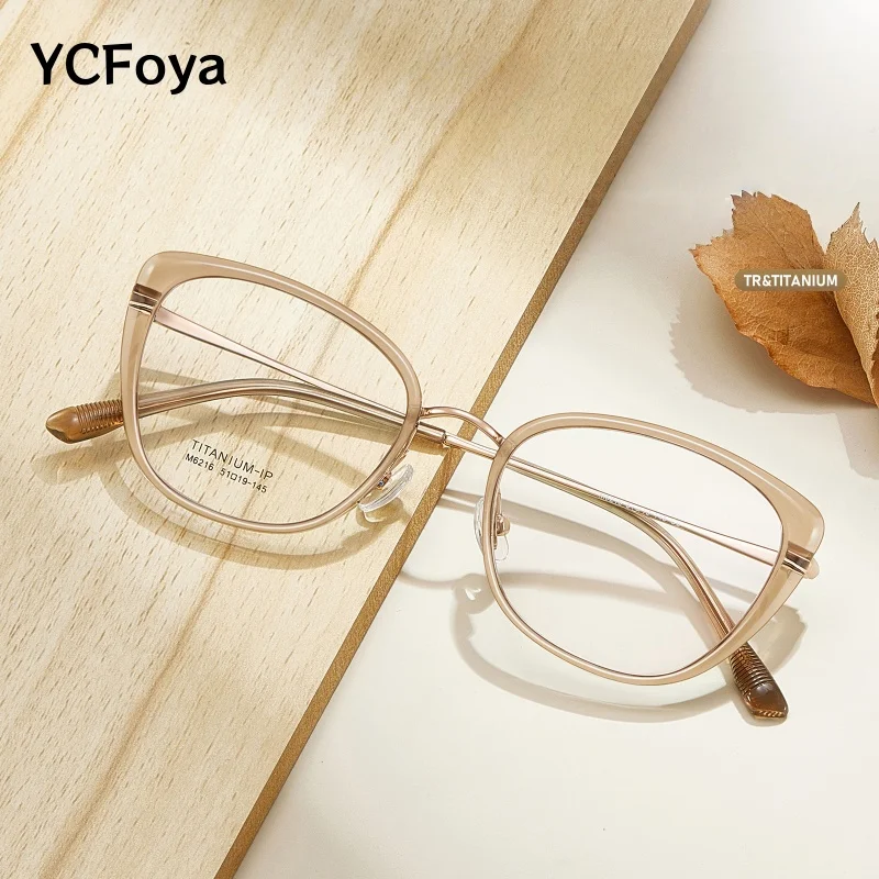 

YCFoya High Quality Cat Eye Plastic Titanium Comfortable Frames Ultralight Women Optical Fashion Computer Glasses M6216