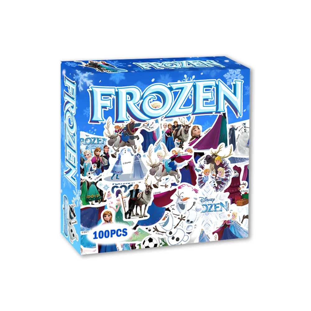 100 قطعة، ملصقات إلسا برينسيس المعبأة، ملصقات ذاتية اللصق غير متكررة لندفة الثلج آنا، ملصقات مقاومة للماء لأجهزة الكمبيوتر المحمولة، #1